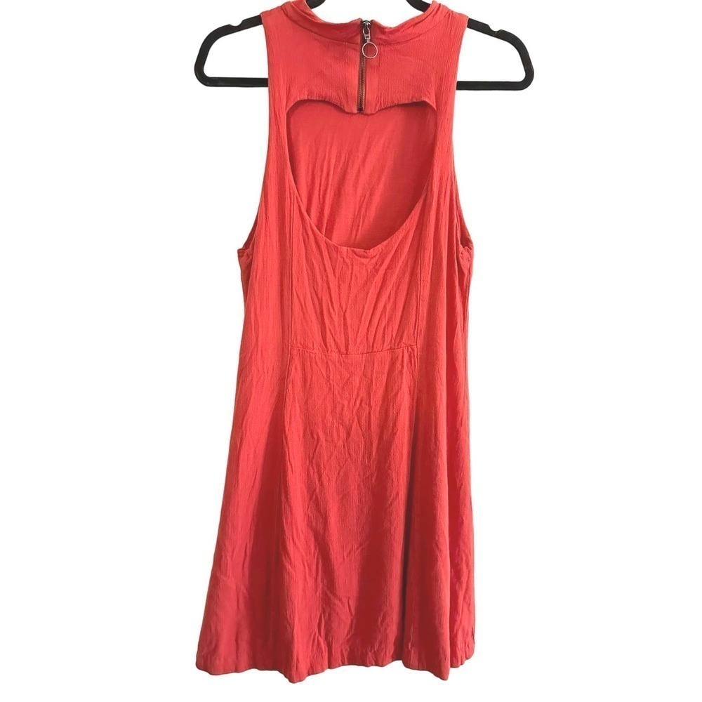 Free People Kitty Kat Orange-Red Mini Cutout Back Sleeveless Dress - Large - Picture 5 of 7
